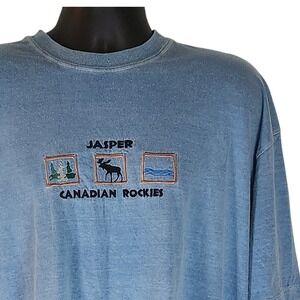 VTG Single Stitch Jasper Canadian Rockies Embroidered Graphic T-Shirt Mens‎ XL